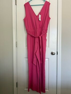 The Drop Women's @caralynmirand Sleeveless Wrap Jumpsuit - Pink